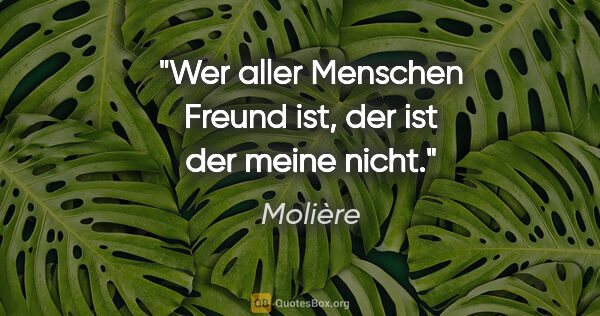 Molière Zitat: "Wer aller Menschen Freund ist, der ist der meine nicht."