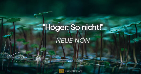 NEUE NÖN Zitat: "Höger: So nicht!"