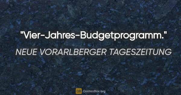 NEUE VORARLBERGER TAGESZEITUNG Zitat: "Vier-Jahres-Budgetprogramm."