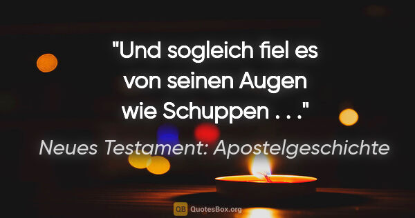 Neues Testament: Apostelgeschichte Zitat: "Und sogleich fiel es von seinen Augen wie Schuppen . . ."