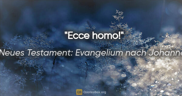 Neues Testament: Evangelium nach Johannes Zitat: "Ecce homo!"