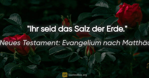 Neues Testament: Evangelium nach Matthäus Zitat: "Ihr seid das Salz der Erde."