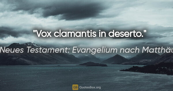 Neues Testament: Evangelium nach Matthäus Zitat: "Vox clamantis in deserto."