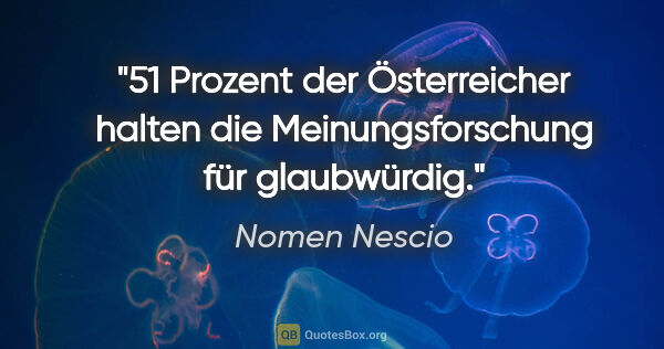 Nomen Nescio Zitat: "51 Prozent der Österreicher halten die Meinungsforschung für..."