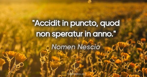 Nomen Nescio Zitat: "Accidit in puncto, quod non speratur in anno."