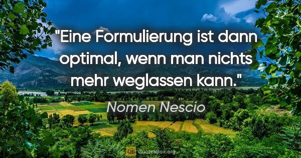 Nomen Nescio Zitat: "Eine Formulierung ist dann optimal, wenn man nichts mehr..."