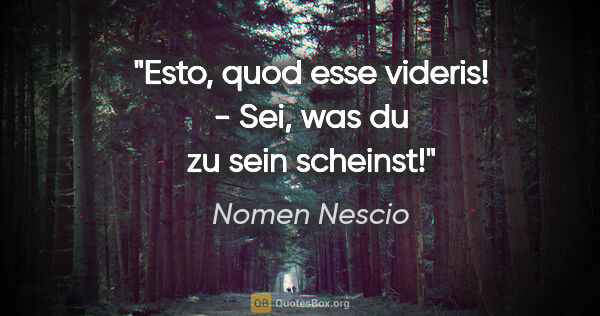Nomen Nescio Zitat: "Esto, quod esse videris! - Sei, was du zu sein scheinst!"