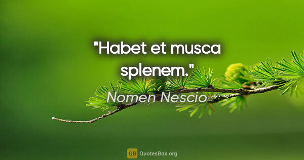 Nomen Nescio Zitat: "Habet et musca splenem."