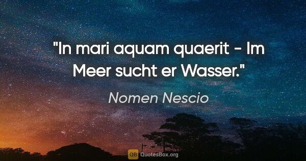 Nomen Nescio Zitat: "In mari aquam quaerit - Im Meer sucht er Wasser."