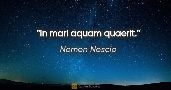 Nomen Nescio Zitat: "In mari aquam quaerit."