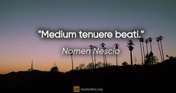 Nomen Nescio Zitat: "Medium tenuere beati."