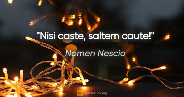 Nomen Nescio Zitat: "Nisi caste, saltem caute!"