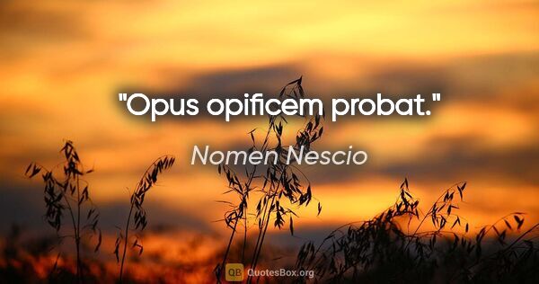 Nomen Nescio Zitat: "Opus opificem probat."