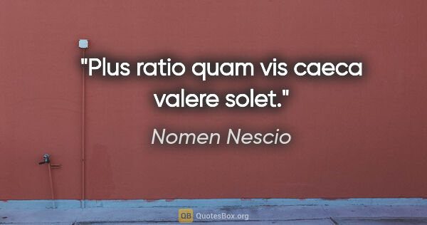 Nomen Nescio Zitat: "Plus ratio quam vis caeca valere solet."