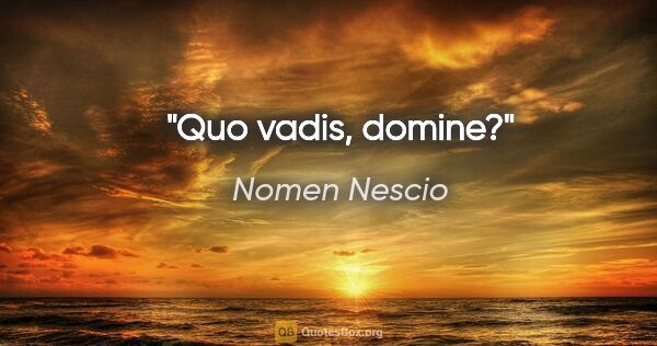 Nomen Nescio Zitat: "Quo vadis, domine?"