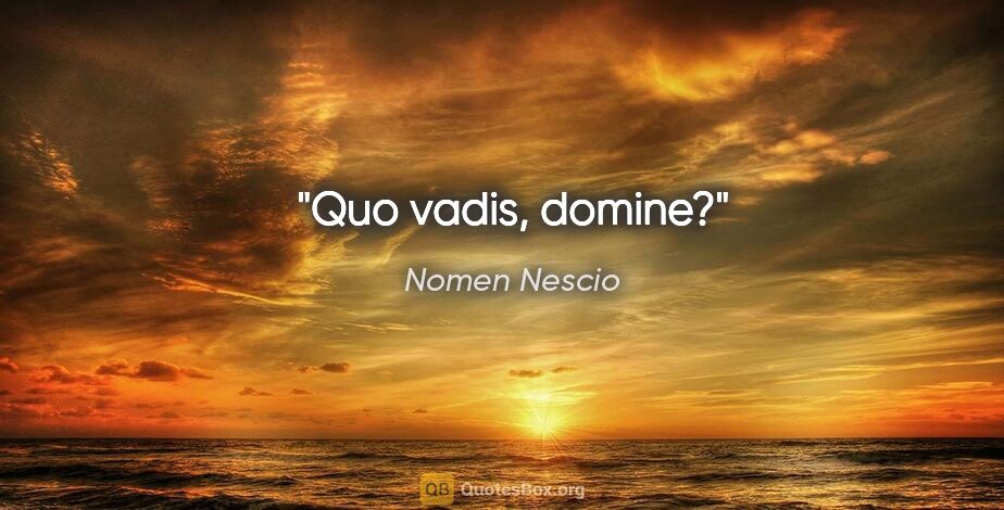 Nomen Nescio Zitat: "Quo vadis, domine?"