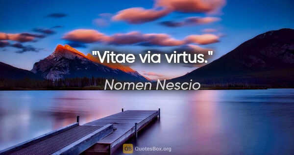 Nomen Nescio Zitat: "Vitae via virtus."