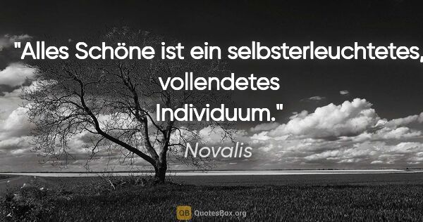 Novalis Zitat: "Alles Schöne ist ein selbsterleuchtetes, vollendetes Individuum."