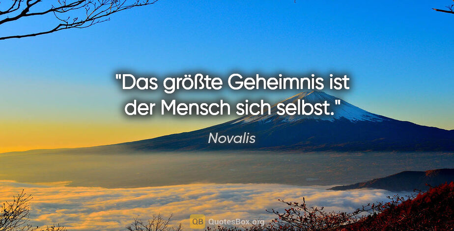 Novalis Zitat: "Das größte Geheimnis ist der Mensch sich selbst."