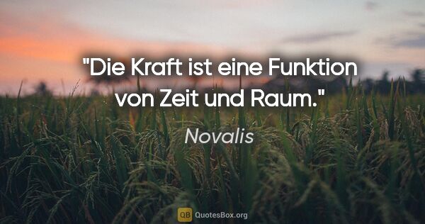 Novalis Zitat: "Die Kraft ist eine Funktion von Zeit und Raum."