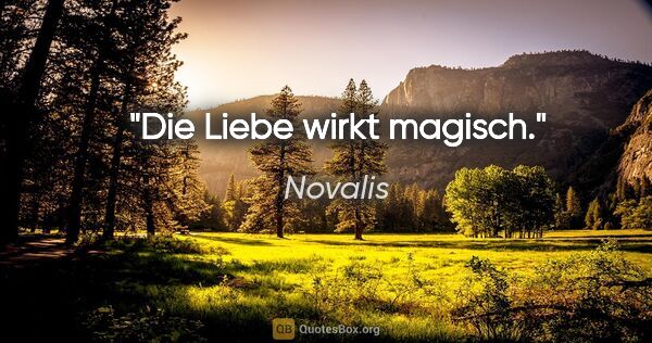 Novalis Zitat: "Die Liebe wirkt magisch."