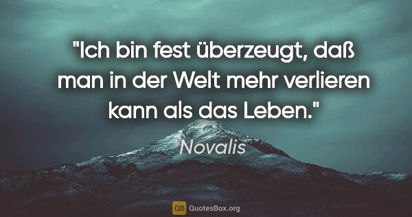 Novalis Zitat: "Ich bin fest überzeugt, daß man in der Welt mehr verlieren..."