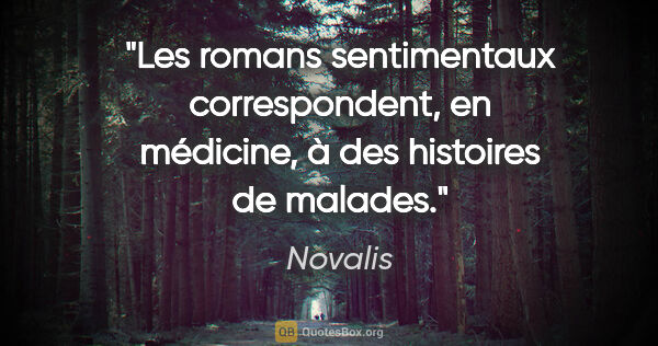 Novalis Zitat: "Les romans sentimentaux correspondent, en médicine, à des..."