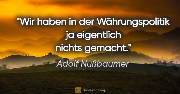 Adolf Nußbaumer Zitat: "Wir haben in der Währungspolitik ja eigentlich nichts gemacht."