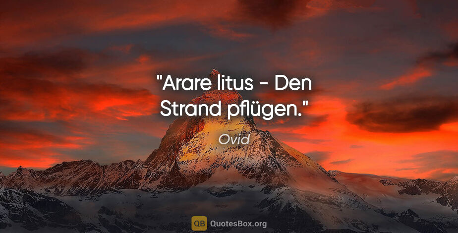 Ovid Zitat: "Arare litus - Den Strand pflügen."