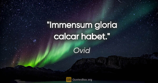 Ovid Zitat: "Immensum gloria calcar habet."