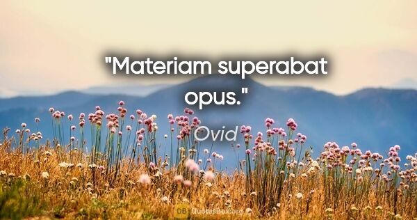 Ovid Zitat: "Materiam superabat opus."