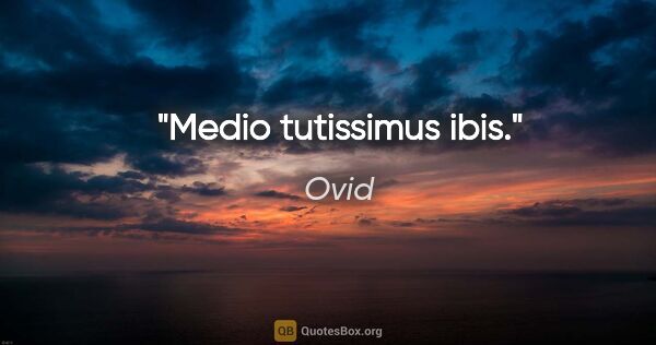 Ovid Zitat: "Medio tutissimus ibis."