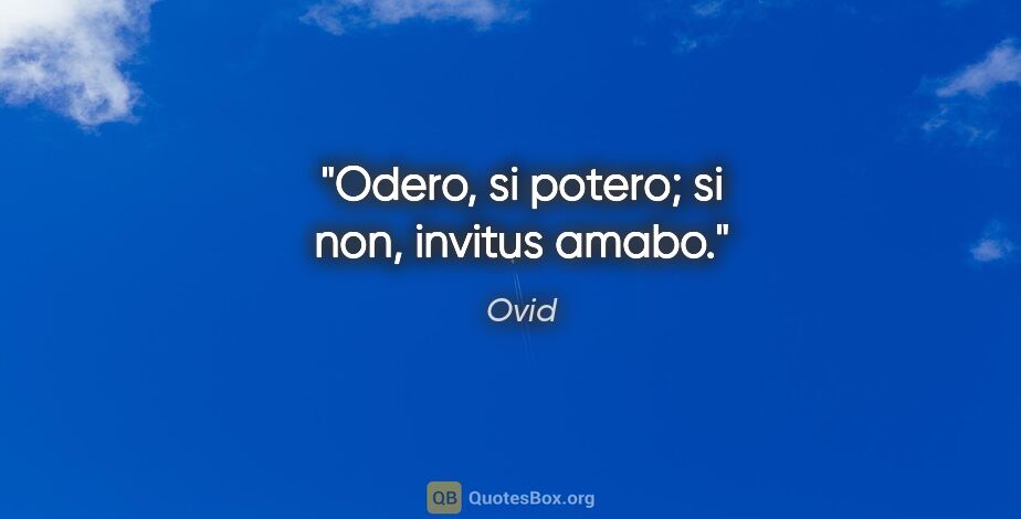 Ovid Zitat: "Odero, si potero; si non, invitus amabo."