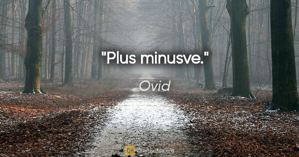 Ovid Zitat: "Plus minusve."