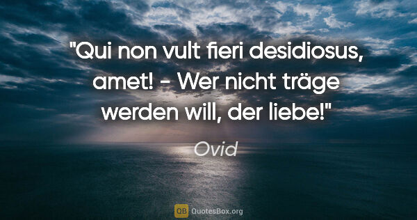 Ovid Zitat: "Qui non vult fieri desidiosus, amet! - Wer nicht träge werden..."