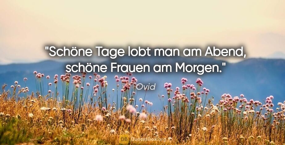 Ovid Zitat: "Schöne Tage lobt man am Abend, schöne Frauen am Morgen."