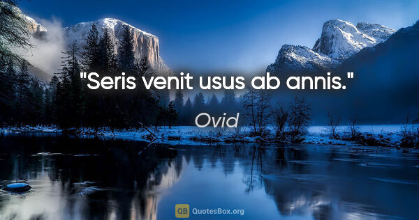 Ovid Zitat: "Seris venit usus ab annis."