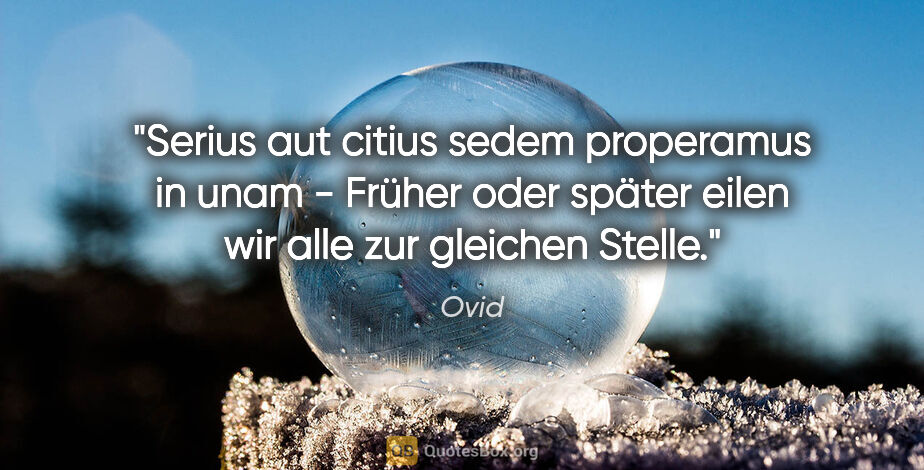 Ovid Zitat: "Serius aut citius sedem properamus in unam - Früher oder..."