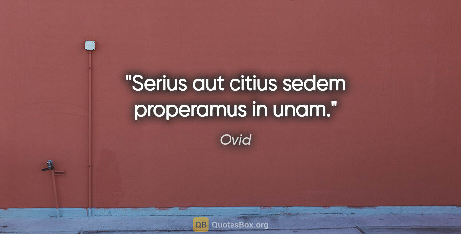 Ovid Zitat: "Serius aut citius sedem properamus in unam."