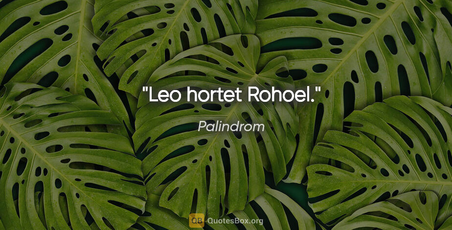 Palindrom Zitat: "Leo hortet Rohoel."