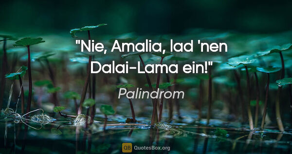 Palindrom Zitat: "Nie, Amalia, lad 'nen Dalai-Lama ein!"