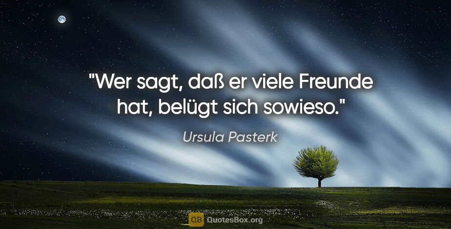 Ursula Pasterk Zitat: "Wer sagt, daß er viele Freunde hat, belügt sich sowieso."