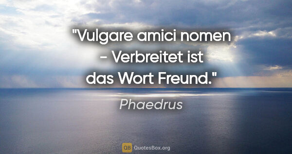 Phaedrus Zitat: "Vulgare amici nomen - Verbreitet ist das Wort "Freund"."