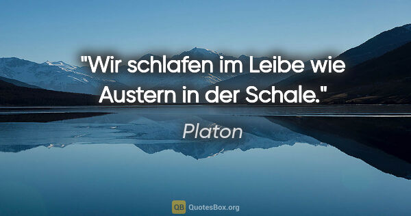 Platon Zitat: "Wir schlafen im Leibe wie Austern in der Schale."