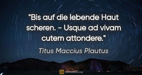 Titus Maccius Plautus Zitat: "Bis auf die lebende Haut scheren. - Usque ad vivam cutem..."