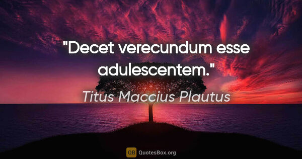 Titus Maccius Plautus Zitat: "Decet verecundum esse adulescentem."