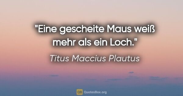 Titus Maccius Plautus Zitat: "Eine gescheite Maus weiß mehr als ein Loch."
