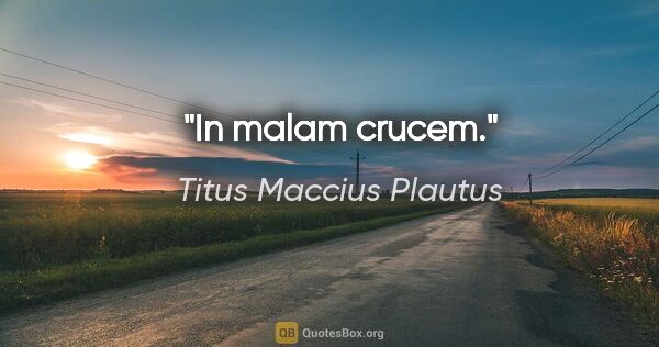 Titus Maccius Plautus Zitat: "In malam crucem."