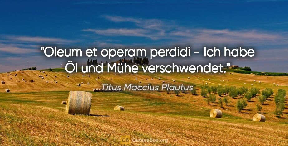 Titus Maccius Plautus Zitat: "Oleum et operam perdidi - Ich habe Öl und Mühe verschwendet."