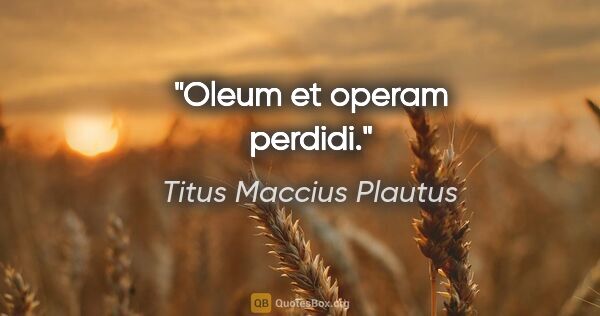 Titus Maccius Plautus Zitat: "Oleum et operam perdidi."